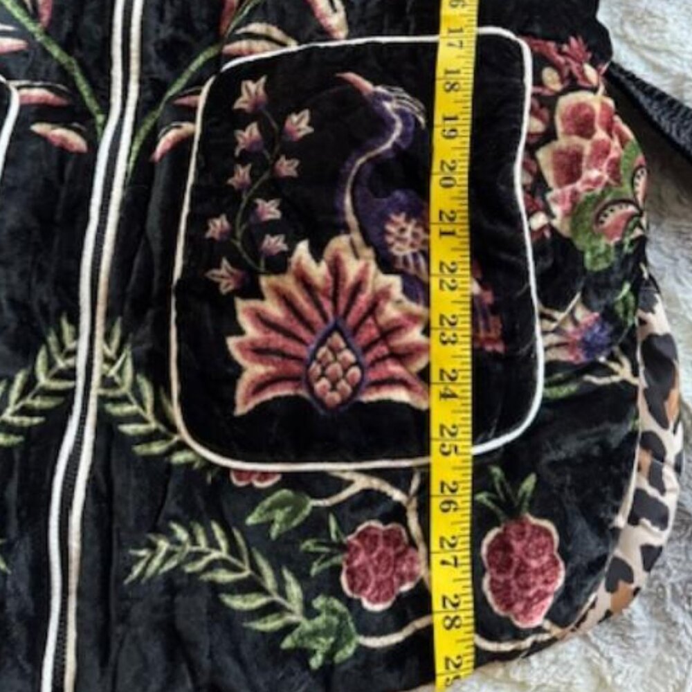 FARM Rio Black Marvelous Garden Puffer Jacket Exotic Tropical Leopard Print - Picture 13 of 16